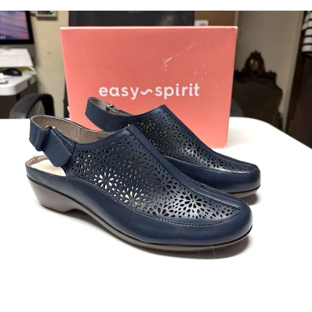 Easy Spirit Women's seDawn Slingback Block Heel Casual Dark Blue Size 8M New